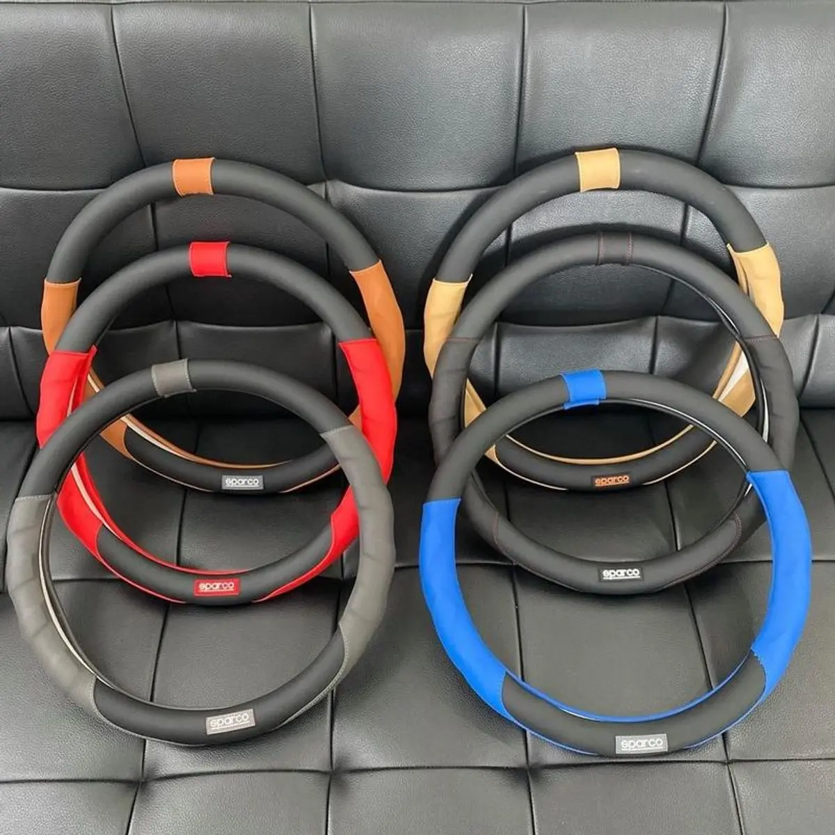 Bọc vô lăng Sparco tem silicone có vân nổi chống trơn trượt, Hàng chính hãnġ đủ size 38-45cm Nội Thất vô  lăng  ô  tô