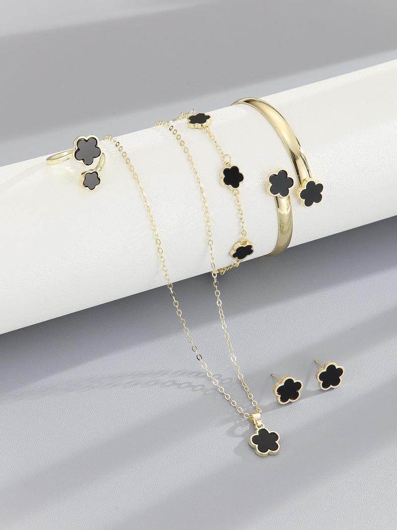 Product Introduction of Flower Design Jewelry Set, Fashion Jewelry for Party, Daily Clothing Decor, Trendy All-match & Exquisite Jewelry for Birthday Gift 2