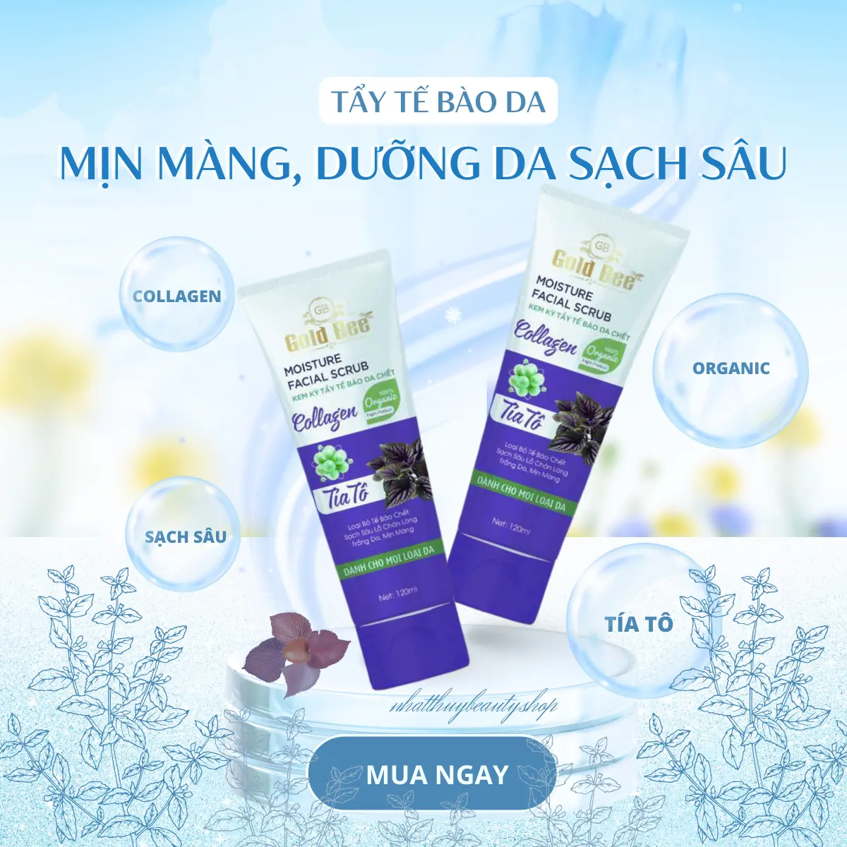 Kem Tẩy Tế Bào Da Tía Tô Gold Bee 120ml Giúp Da Sạch Sâu