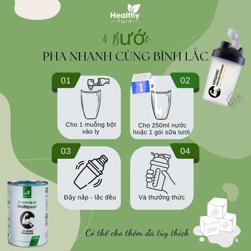 6 Hộp Bột Protein HealthyBean+ 1 bình lắc và bình nước 4