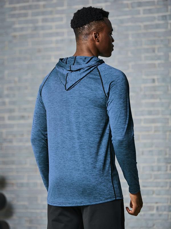 Men's Summer Plain Drawstring Sports Hoodie, Sporty Breathable Long Sleeves Hooded Sweatshirt Pullover for Running Workout Gym, Menswear, Men Sport & Outdoor Tops Clothes for Spring & Fall 9