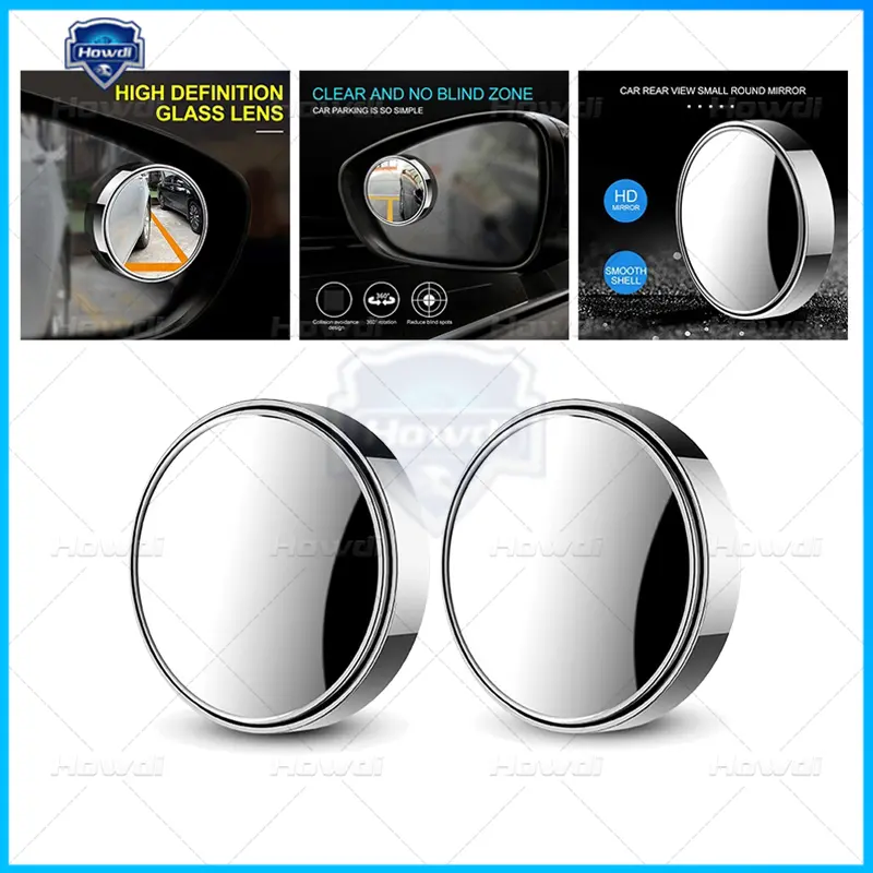 Gương chiếu hậu ô tô, Gương tròn Nhỏ Không Viền, Điểm HD, Chế độ xem lớn 360 °, 1 chiếc, Hàng Có Sẵn