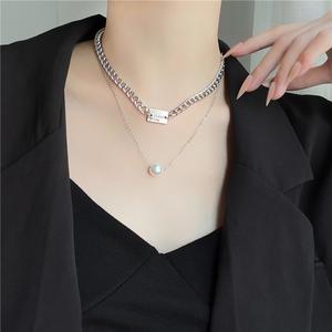 Kalung Choker Hip-Hop Mutiara, Rantai Kolar Dua Lapisan, Untuk Wanita, Barang Kemas Streetwear Bergaya, Berpusing Mewah pada Mutiara Klasik, Barang Kemas Mendengar, Tarikh: 2025