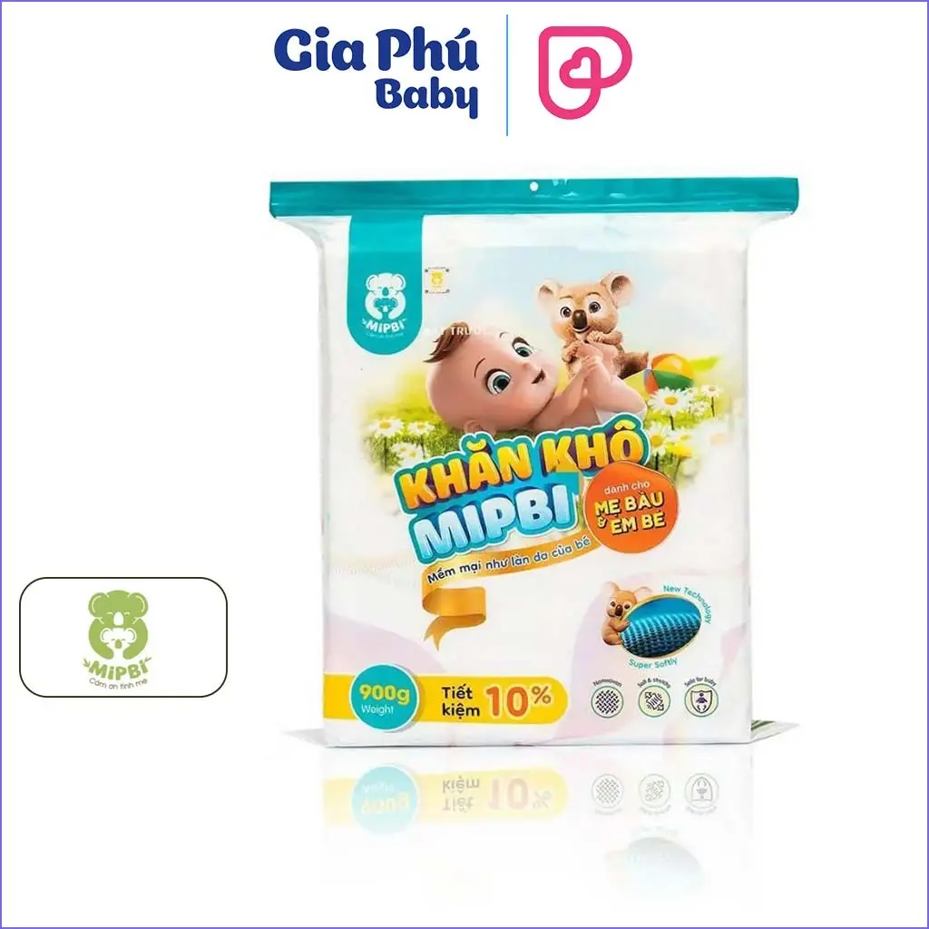 Khăn khô Mipbi đa năng gói 900/600/300gram dành cho bé từ sơ sinh hàng chính hãng