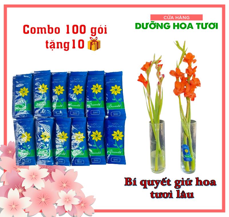 Combo 100 gói nước dưỡng hoa tươi lâu Bambi, dưỡng hoa tươi lâu