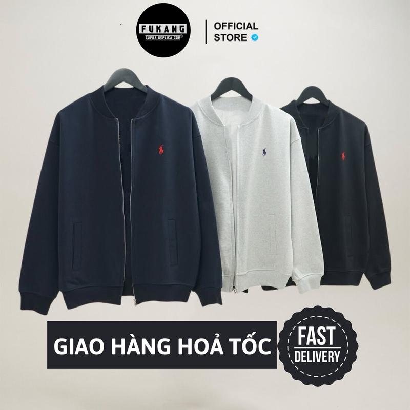 DEAL SỐC GIẢM 50K Áo Bomber Ngựa Thêu Dây Kéo Nỉ Chân Cua Khoác Thêu Ngựa Dày Dặn Form Châu Âu Oversize