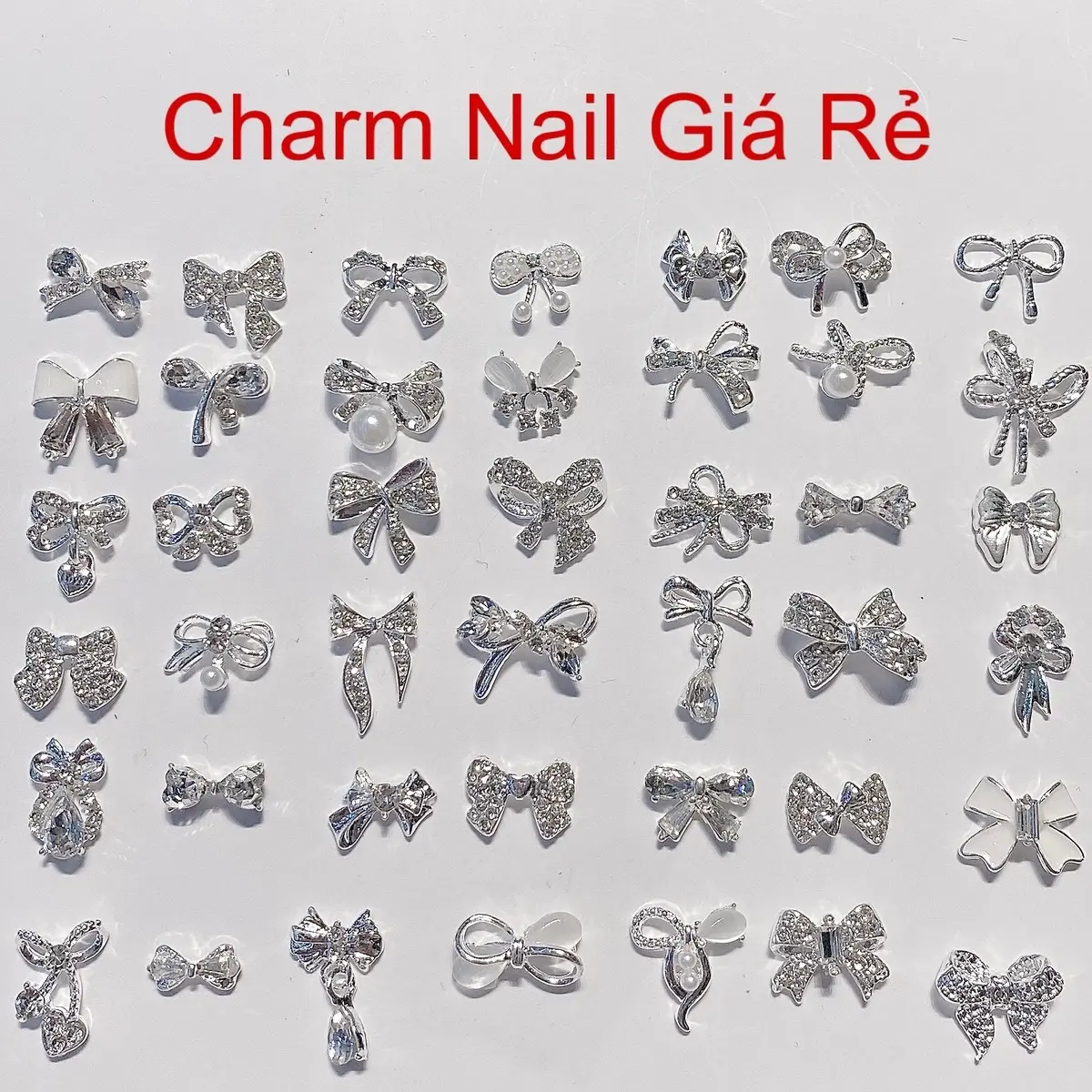 [Giá 1 viên] Tổng hợp các mẫu charm nơ đính móng tay, charm nail nơ hợp kim trang trí móng