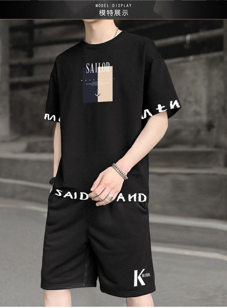 Product Introduction of 2025 New Trendy Two-Piece T-Shirt Summer Short Sleeve Set Men's Sports Casual Stylish Outfit Fashion Hot Sale 15