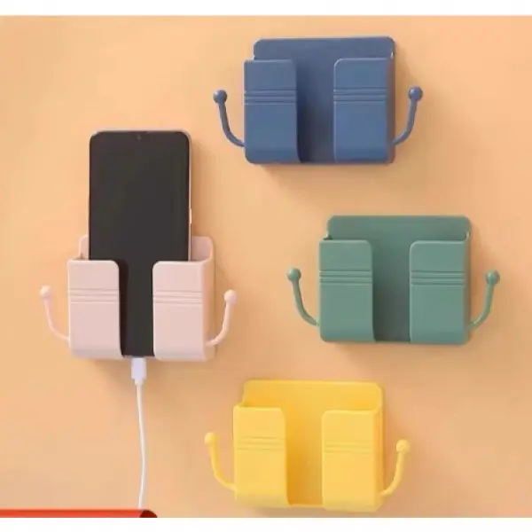 Holder Tempel Dinding Dengan Gantungan 2 Kait Rak Gantung Tempat Charger Hp Remote TV AC Multifungsi Penyangga Tembok DQN Q2