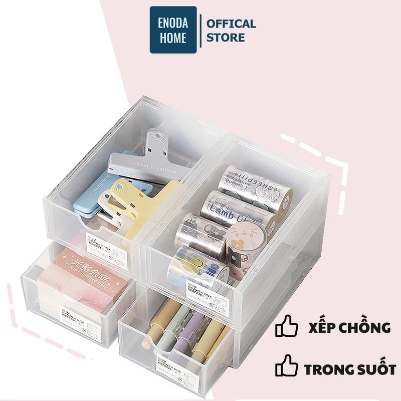 Hộp Ngăn Kéo Mini Trong Suốt Enoda Home Để Bàn Có Thể Xếp Chồng Đựng Đồ Siêu Tiện Lợi P015