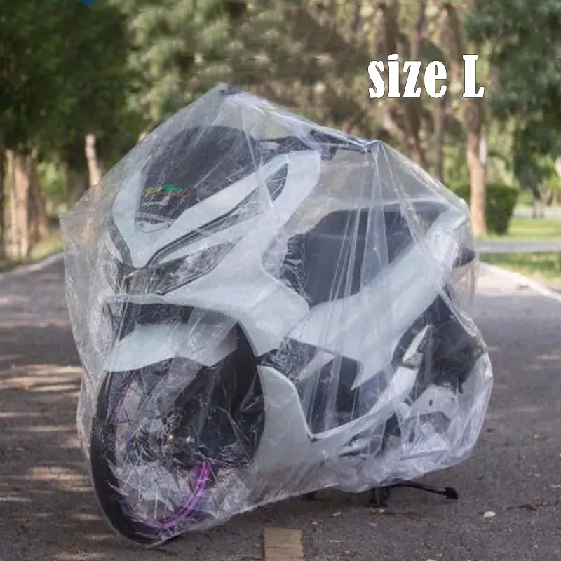 พลาสติกใสคลุมรถมอเตอร์ไซค์ ถุงคลุมรถมอเตอร์ไซค์ กันฝุ่น กันฝน clear plastic motorcycle cover bag motorcycle No.3453