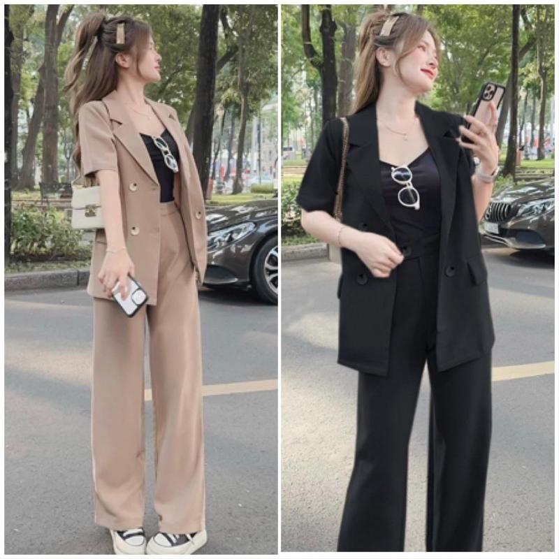 Set vest 2 món bigsize 50-90kg, gồm 1 áo vest và quần suông dài chất liệu cotton lạnh Tay ngắn Nữ (V3) áo rộng