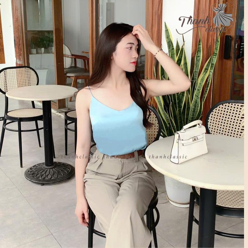 Áo 2 dây nữ cao cấp, áo vải lụa latin cao cấp mặc kèm blazer, chất vải mềm mịn, không nhăn - THANH CLASSIC Women 3