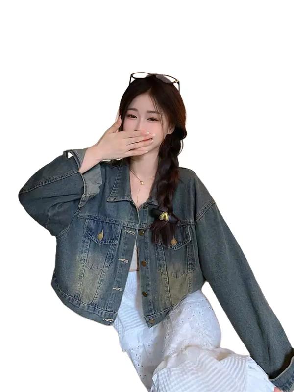 Áo khoác Jean nữ croptop ngắn chất jean màu đẹp lạ phong cách Hàn Quốc A8 Jacket Women Top Kem