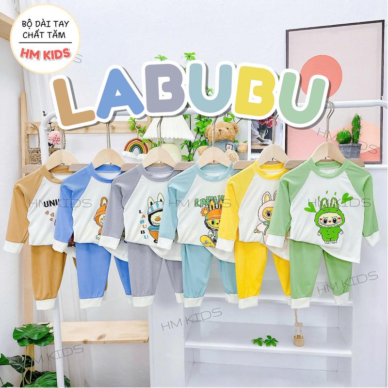 [Được chọn hình][Cổ Cao]SET 4 Bộ Dài Tay Chất Tăm Lạnh Hình In Labubu Cho Bé Trai,Bé Gái Từ 5kg-16kg