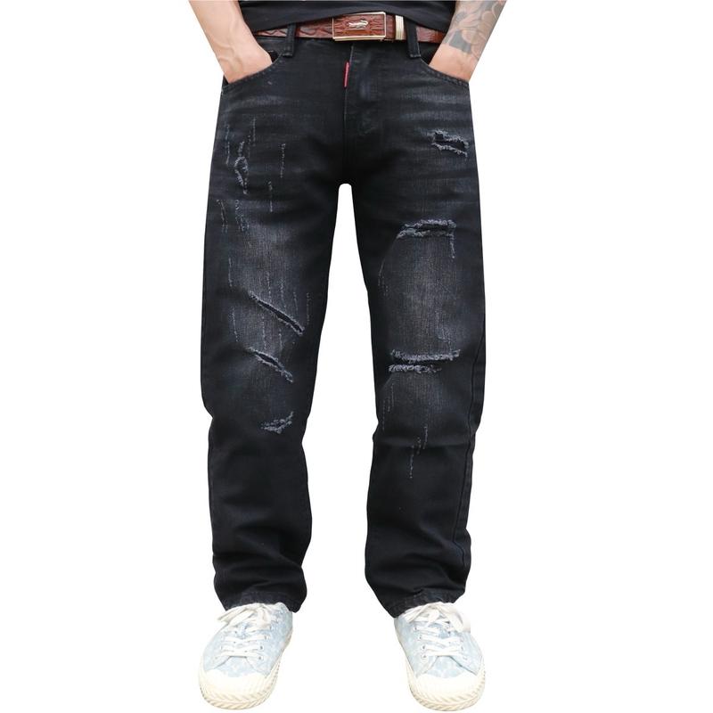 Quần Ống Xuông Đen Rách Phom Cứng Ống 18 Menswear Nam Cotton Pants Cotton Pants Ong Có Túi
