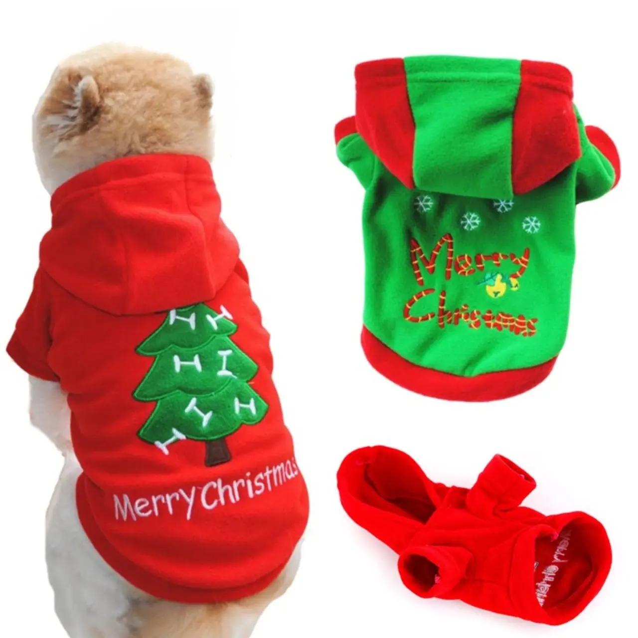 XS-XL Christmas Hoodies Dog Clothes for Small Dogs Pet Xmas Costumes Winter Warm Hooded Coat Clothing Cute Puppy Outfit