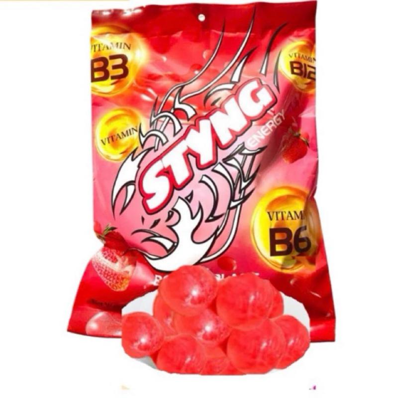  Kẹo Ngậm tăng lực Sting Dâu Thái Lan sting bò húc Tăng Lực bịch 320g - bánh kẹo ăn vặt Snack Food Candy 
