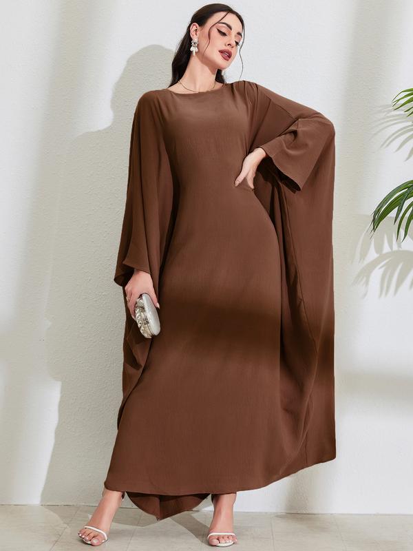 Product Introduction of Discount New Muslim Middle East Arab Maxi Dress Bandage Batwing Sleeve round Neck Fashion Elegant Dress Robe 6