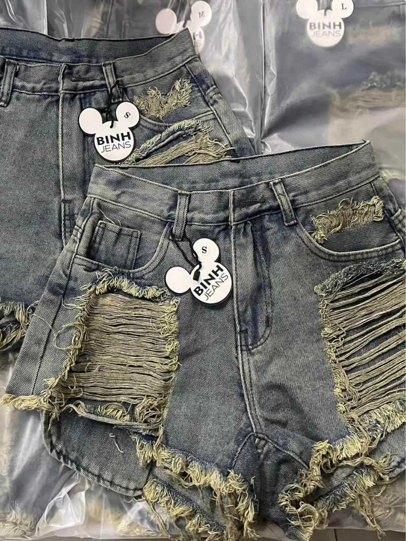 Product Introduction of Quần đùi jean nữ lai tua rua, quần đùi bò nữ rách was màu cá tính S17 2