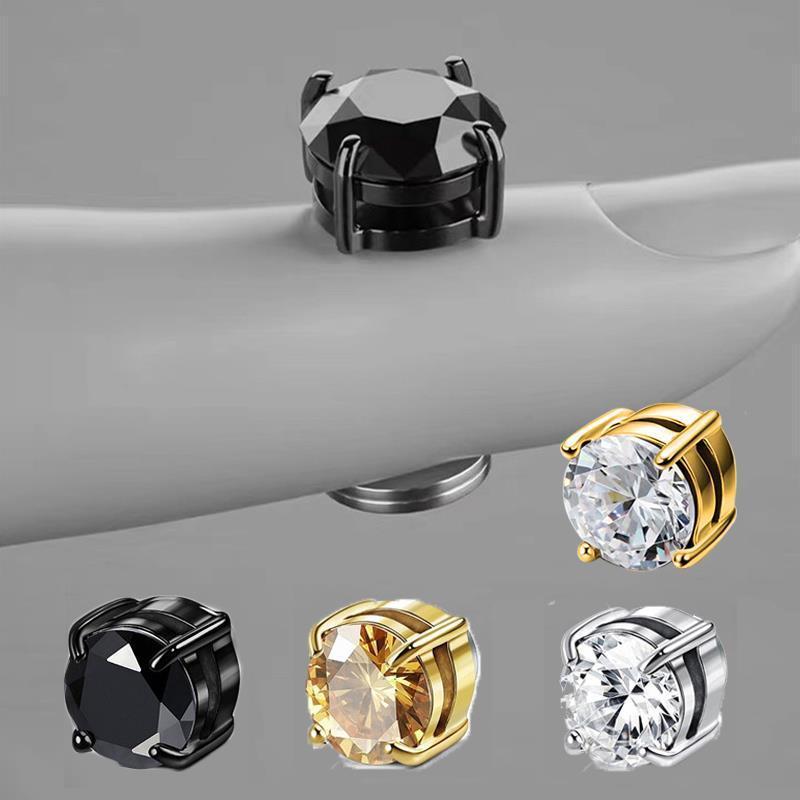 Bông Tai Từ Tính Zircon Punk, Siêu Lấp Lánh, Không Cần Xỏ Lỗ Tai, Dành Cho Nam Và Nữ, Không Thủng, Đồ Trang Sức Giả jewellery  kk 2