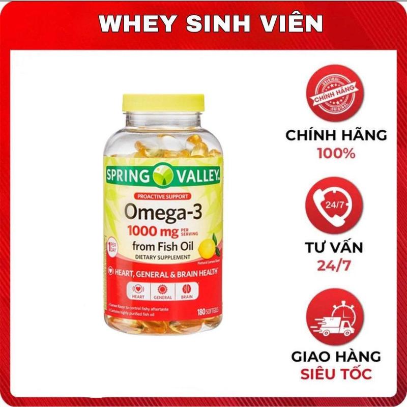 ( 180 Viên ) Dầu cá Omega 3 Spring Valley Fish Oil 1000mg- TẠI WHEYSINHVIEN