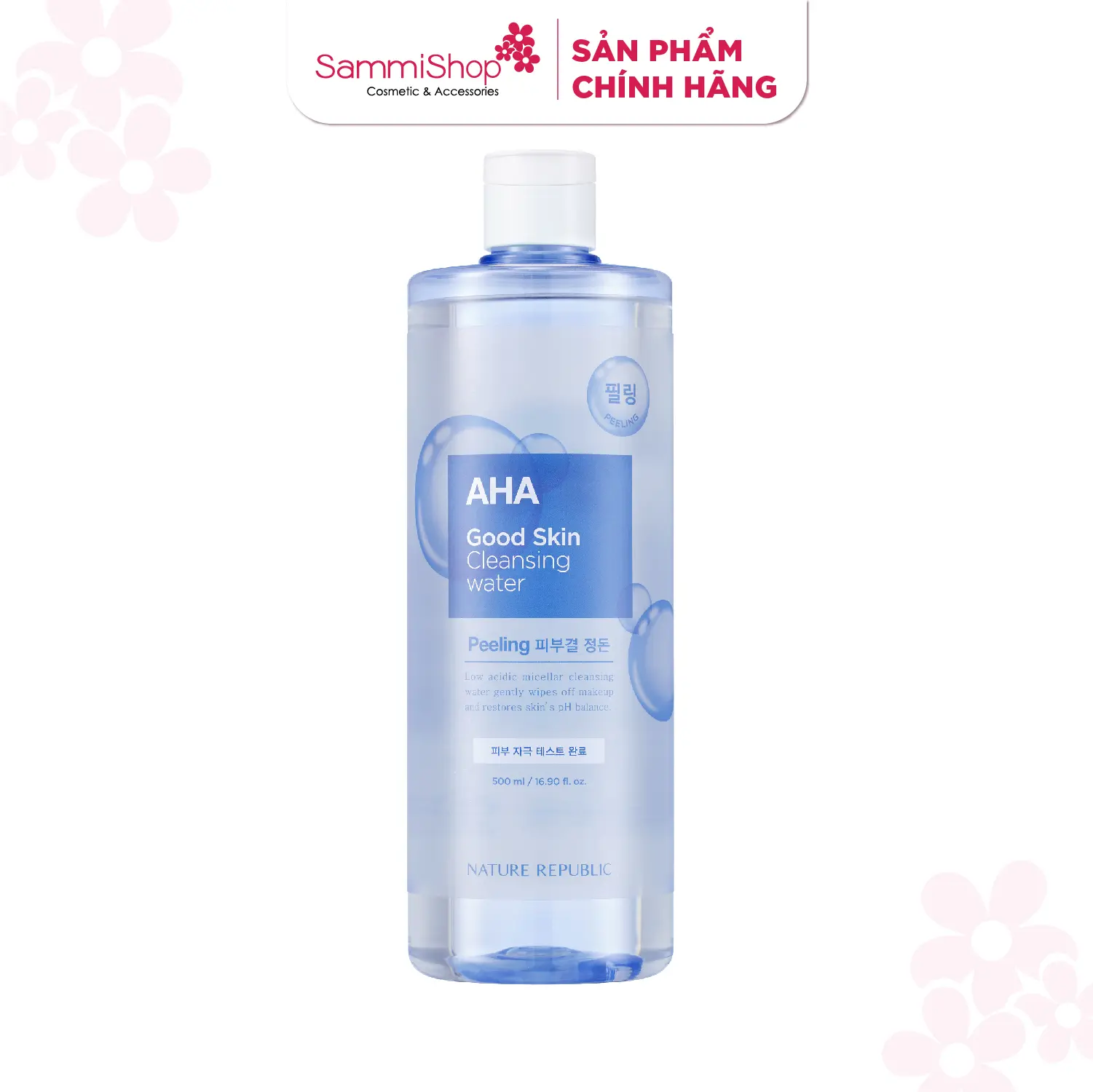 Nature Republic Nước tẩy trang Good Skin AHA Ampoule Cleansing Water 500 ml Cosmetic Mỹ Phẩm