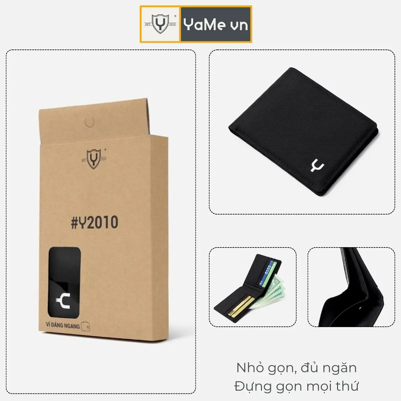 Ví Nam Cao Cấp  Dáng Ngang Đơn Giản Đựng Tiền, Đựng Thẻ Thương Hiệu Y2010 FullBox 01 23588 |YaMe|