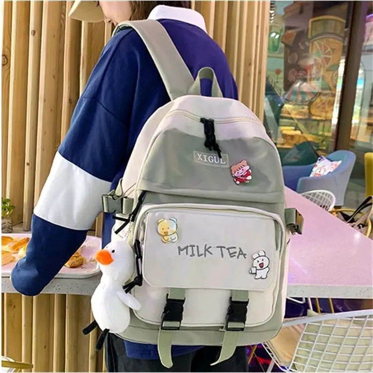 NF Milk tea - Ransel tas punggung backpack korean style tanpa gantungan 8