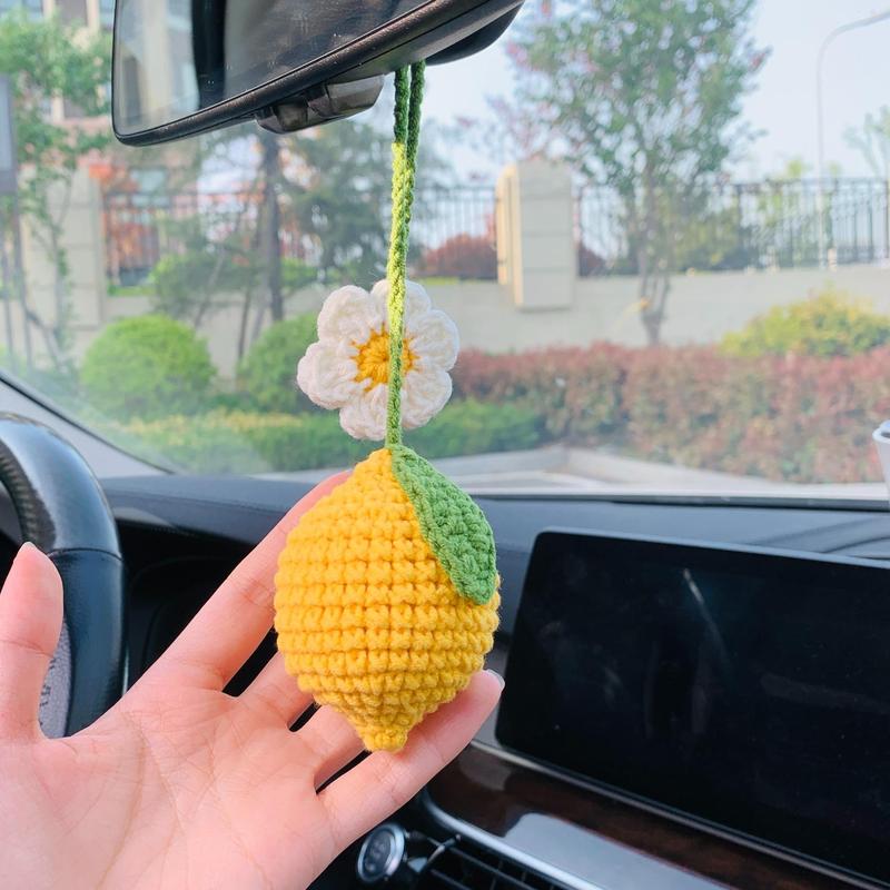 Flower & Lemon Design Car Hanging Decoration, Car Interior Rear View Mirror Pendent, Car Accessories 4
