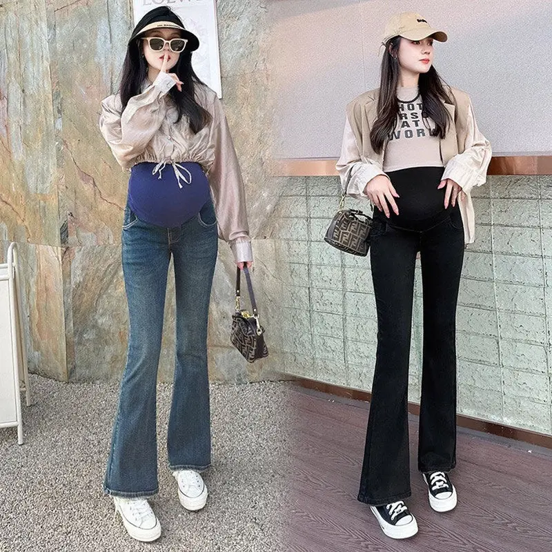 Quần jeans bầu ống loe dáng dài co dãn thoải mái cho mẹ bầu suốt thai kỳ Váy Bầu Đầm Bầu Kem Voi 0