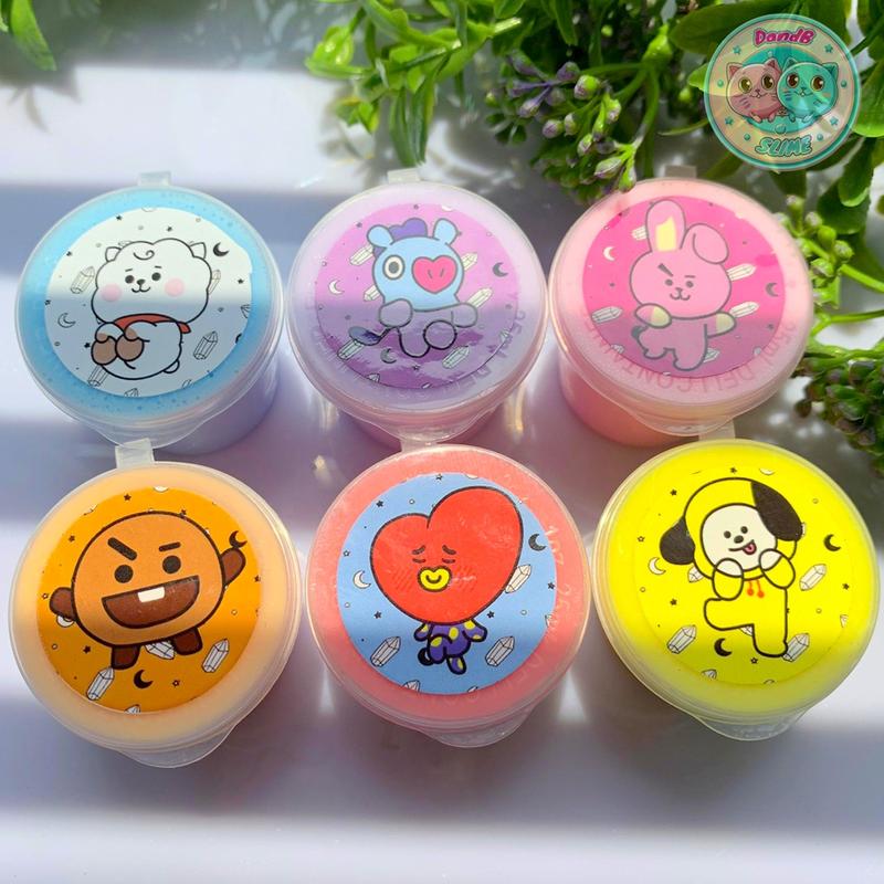 Combo 6 Hũ Basic Slime 1oz Kèm Charm và Sticker dễ thương,Chất Nhờn Ma Quái Mềm Dẻo Không Dính Tay Đồ Chơi