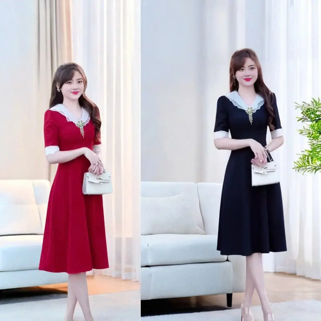 D111 Váy cổ V tay lỡ , 2 màu thiết kế cao cấp dành cho nữ , phù hợp để đi dự tiệc ! Women