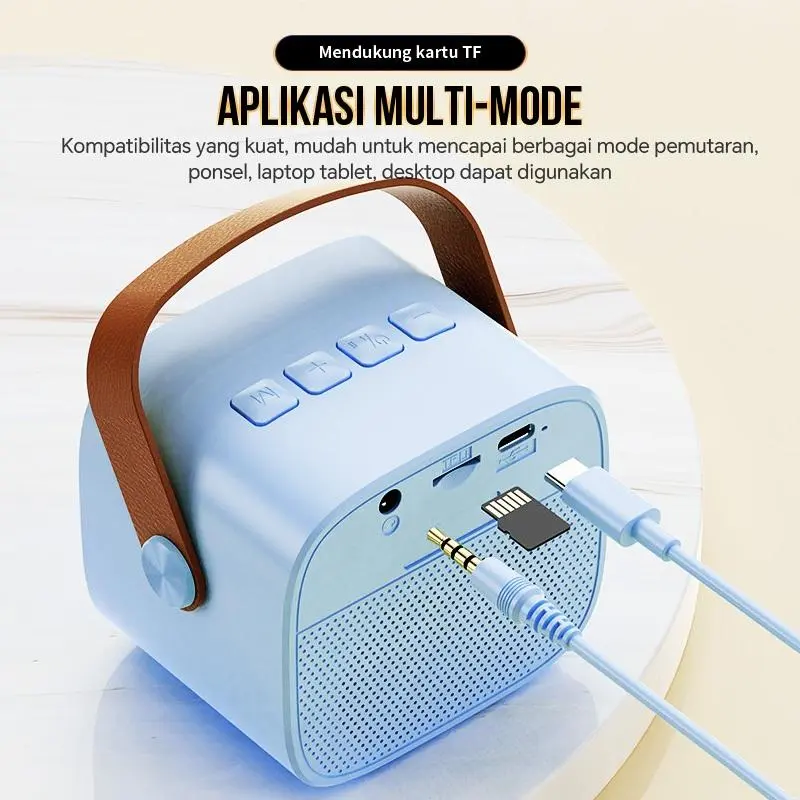 100% Original mini Karaoke speaker bluetooth Bass K1 Microphone Premium set lengkap speaker bluetooth mic wireless 5