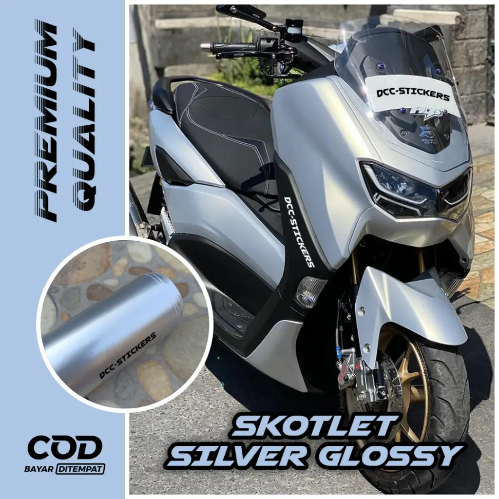 Stiker Skotlet Silver Metalik Candy Scotlite Perak Mettalic Premium Emblem Body Motor Vespa Stylish