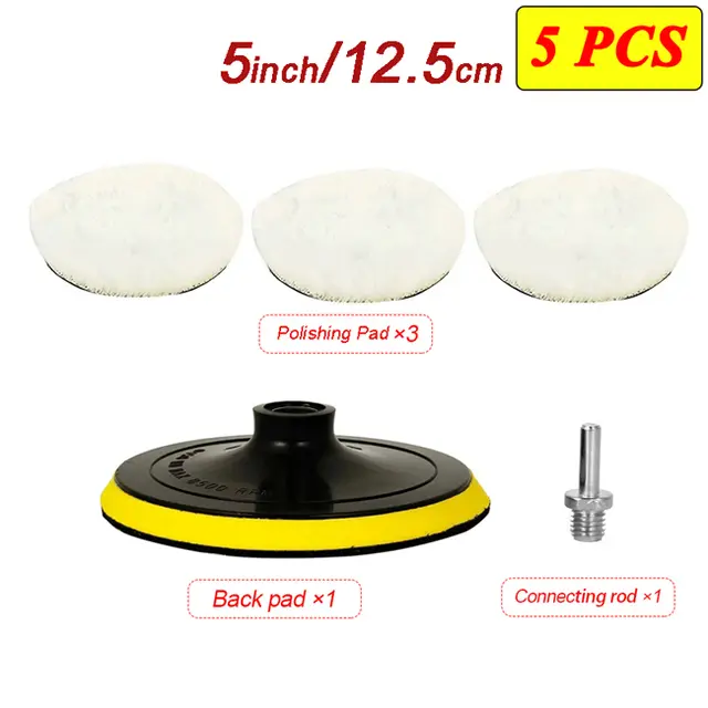 Bộ Dụng Cụ Đánh Bóng, Miếng Đánh Bóng, Miếng Đánh Bóng Xe Hơi, Đĩa Bọt Biển Waxing, Bánh Xe Len, Miếng Đệm Đánh Bóng Chăm Sóc Sơn Ô Tô, đồ dùng Ô Tô, Có Kích Thước 3 / 4 / 5 Inch 8