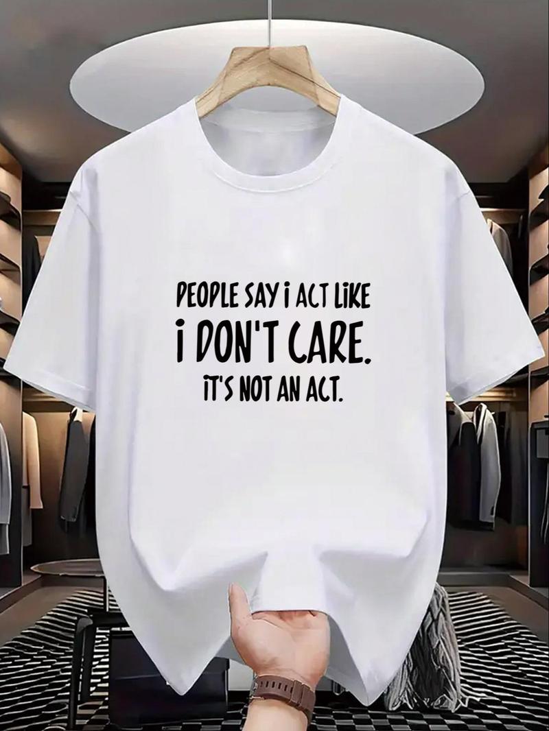 Product Introduction of Men's Regular Fit Letter Print Round Neck Tee, Casual Short Sleeve Crew Neck T-Shirt for Summer, Fashion Men's Top for Daily Wear 4