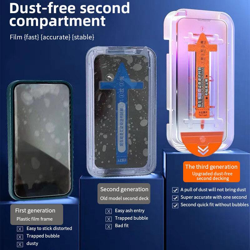 Product Introduction of [ Easy Install ] HD Clear Anti Blue Purple Light Privacy Tempered Glass For iPhone 16 15 14 Pro Max Plus13 12 11 X XS XSMax XR One-Click Dust Free Installation Screen Protector Alignment Mounting Cover 6