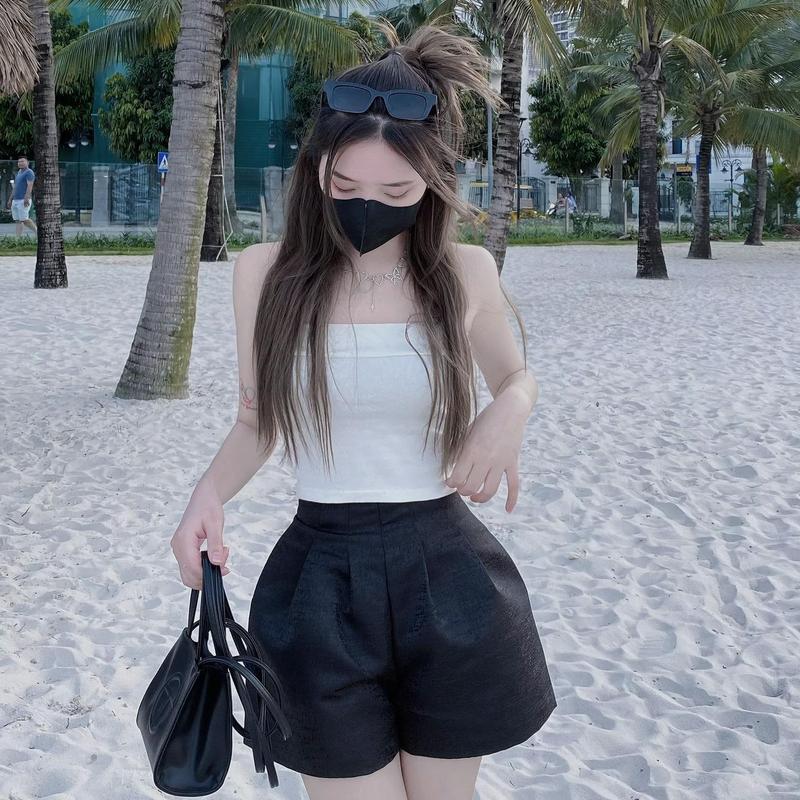 Quần Short Xòe Phồng Nữ 2 Lớp BIG SIZE Cạp Cao, Vải Tafta xước Giãn Chuẩn Form EVO-885