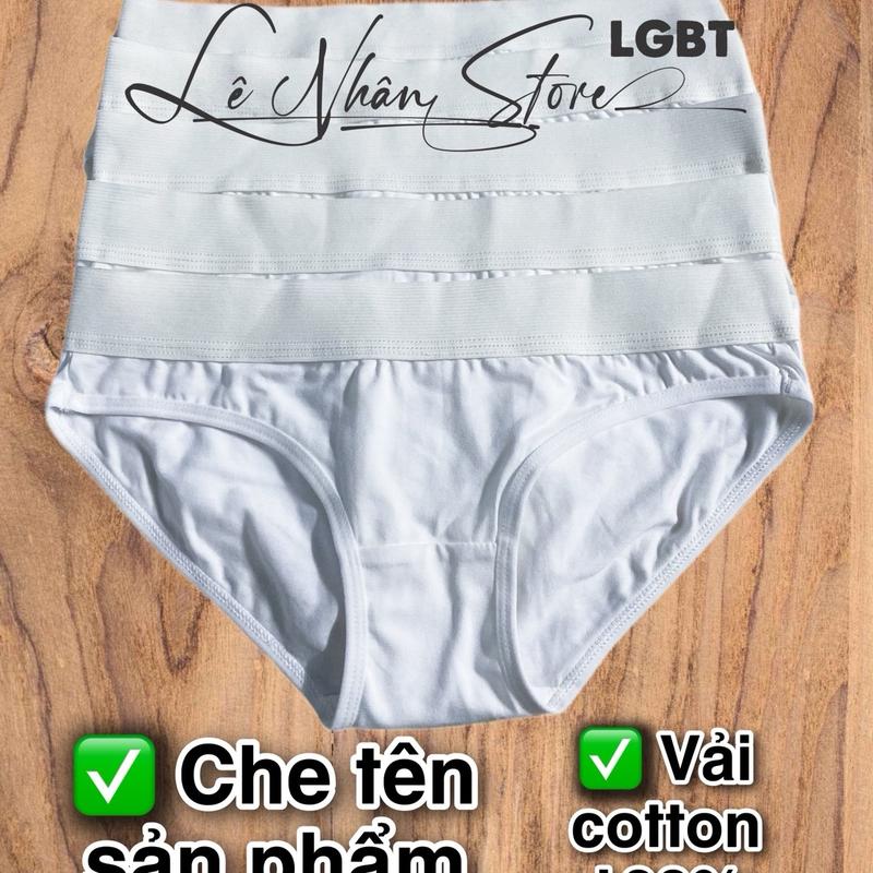 Combo 5 cái quần sịp đai hiệu cho tomboy, trans màu trắng, vải cotton 100%