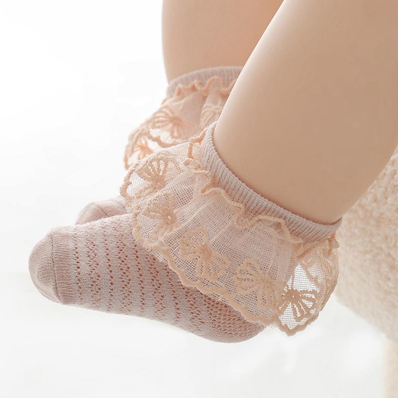 Baby Girls Socks, Cute Sweet Lace Patchwork Soft Lightweight Non-slip Socks Infant Socks 6