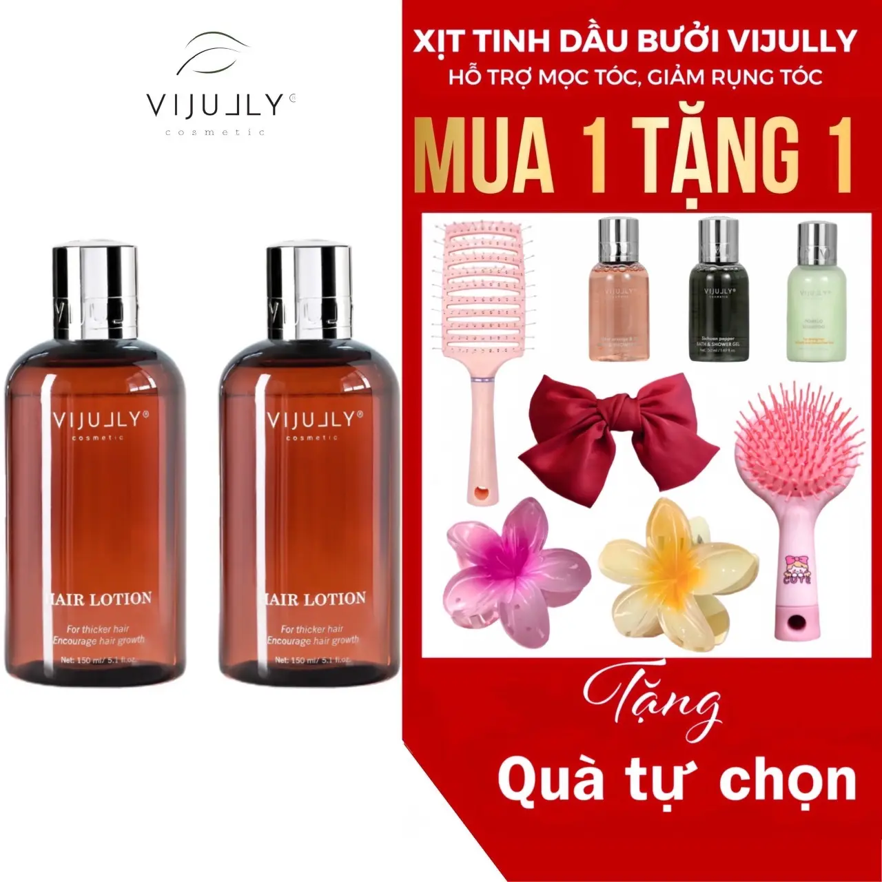 [ COMBO 2 CHAI ] Tinh dầu bưởi VI JULLY  hỗ trợ giảm rụng , hỗ trợ mọc tóc