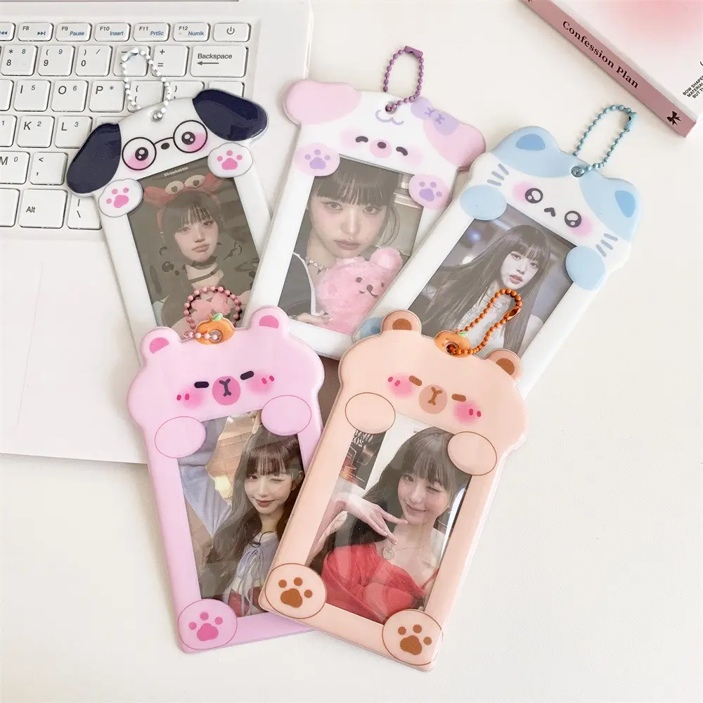 Kawaii PVC Puppy Card Sleeve Capybara Key Chain Card Protective Case ID Card Cover Korean Style Bus Card Holder Student
