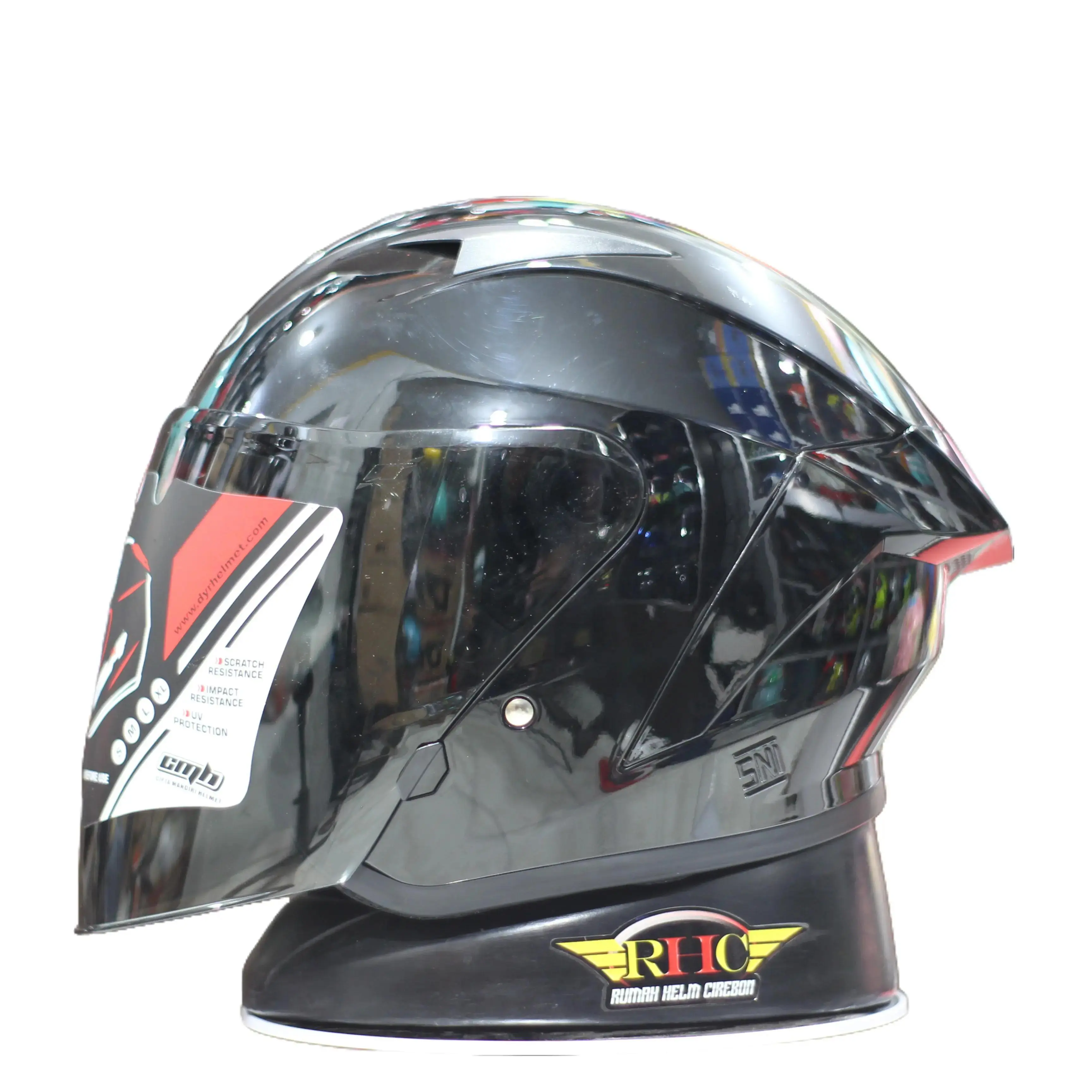 HELM DYR HALFFACE DY15 TERMURAH COCOK UNTUK SUNMORI DAN NIGHTRIDING STONE BLACK GLOSSY Motorcycle
