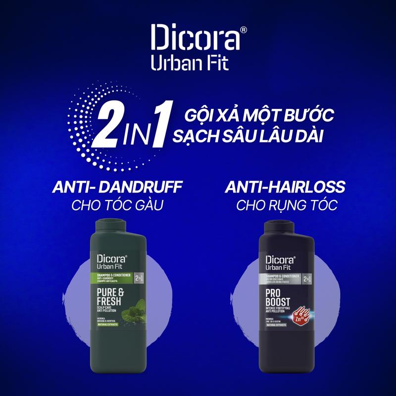 Dầu gội xả 2 in 1 Dicora Urban Fit Chống gàu | Chống rụng tóc Chăm Sóc Tóc cho Nam Dưỡng Tóc chất lỏng chống gàu dầu gội & dầu xả