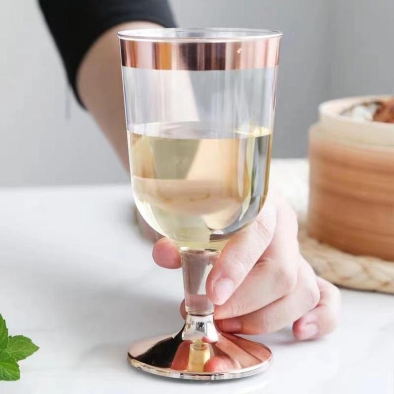 Product Introduction of Disposable Plastic Wine Cups, 10pcs/set Elegant Reusable Wine Goblet, Champagne Cup, Party Supplies for Wedding Birthday 3