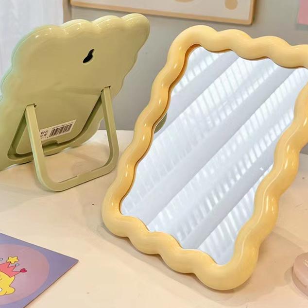 BISA COD C6556 Cermin Rias Estetik Stand Makeup / Kaca Rias Simple Oval dan Gelombang / Makeup Mirror 2