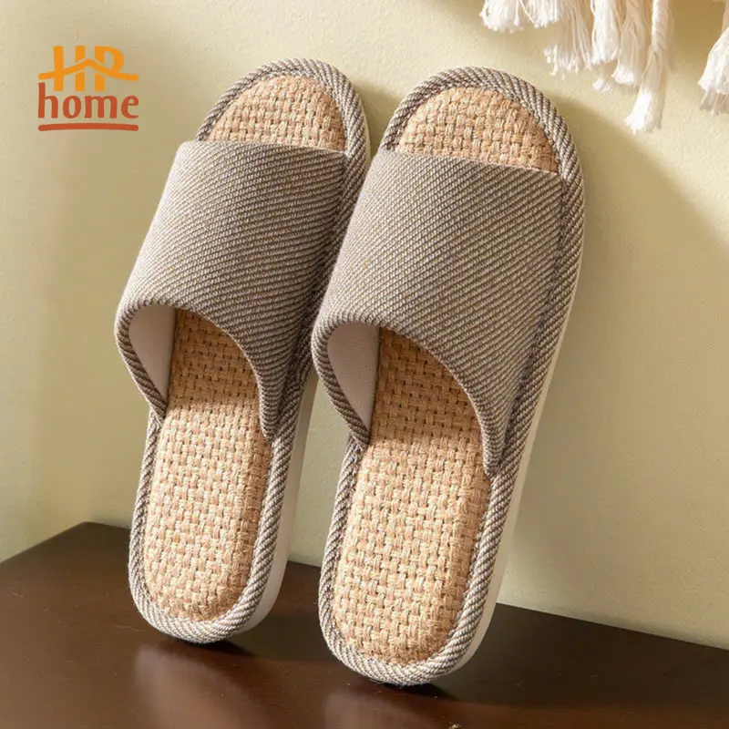 Dép BASIC Đế Cói Vải Lanh Đi Trong Nhà, Thiết Kế Đơn Giản và Sang Trọng, Đế Cao Su Non Chống Trơn Trượt, Đi Trong Nhà, Thích Hợp Cho Nam Nữ Và Cặp Đôi Gia Dụng HP HOME 3