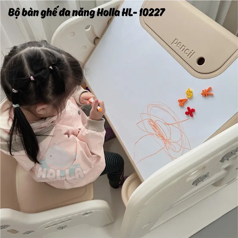 ￼Bộ Bàn Ghế Đa Năng HOLLA HL 10227 Bảng Vẽ Kiêm Bàn Học Thông Minh Tặng Kèm Ghế Cho Bé 3