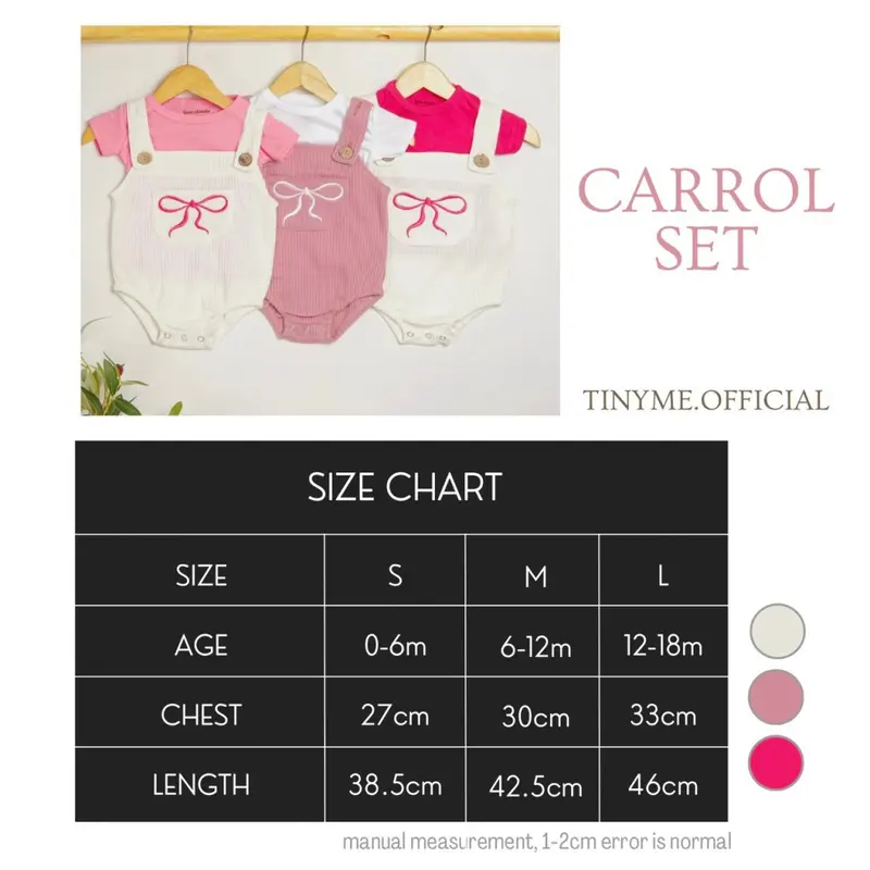 TINYME 0-18 bln || Set Jumpsuit Overall + Kaos  Celana Kodok Gantung Luaran Anak Bayi Catalog TMTM CARROL 2